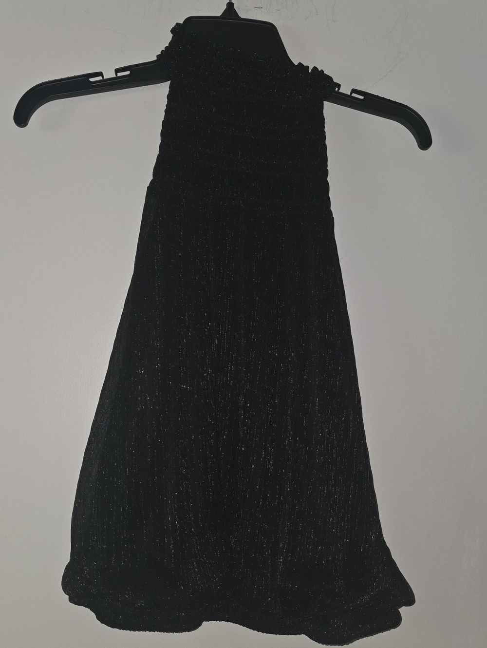 Express Black Midi Smocked-Waist Skirt with Subtle Shine